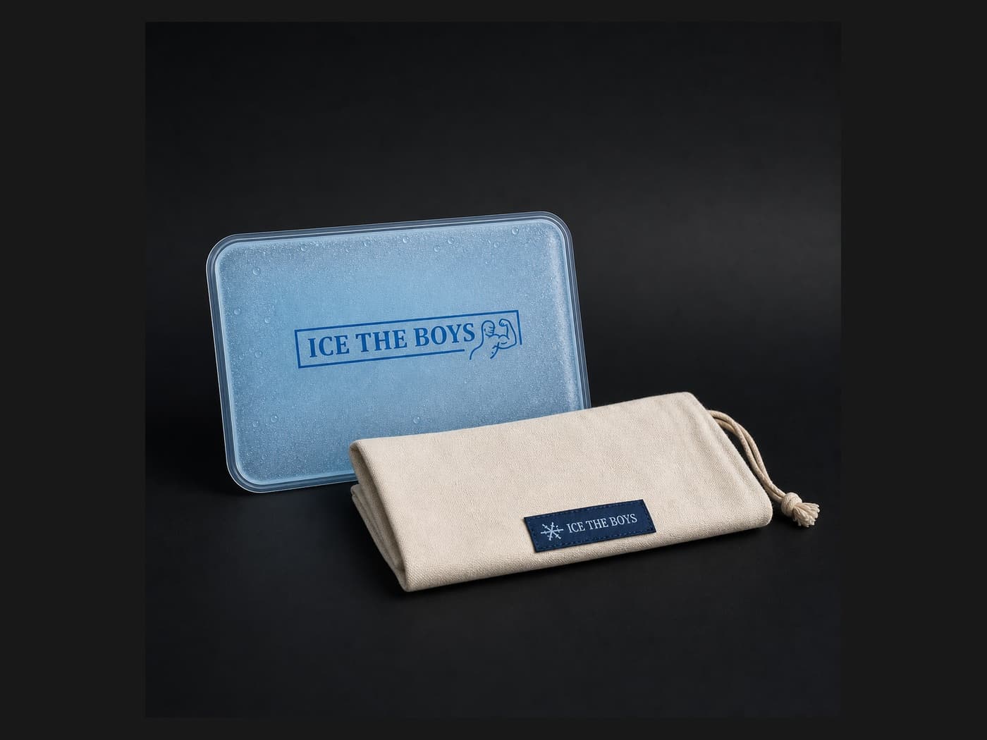 Ice Pack sliding into the Comfort Pouch — step 2, adjusting for a secure fit